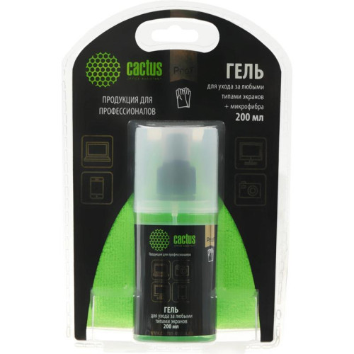 Чистящий набор (салфетки + гель) Cactus CS-S3004BL для экранов и оптики блистер 1шт 25х25см 200мл