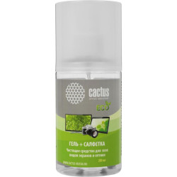 Чистящий набор (салфетка + гель) Cactus CS-S3004E для экранов и оптики 1шт 18x18см 200мл