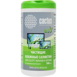 Салфетки Cactus CS-1001PE для экранов и оптики туба 100шт влажных
