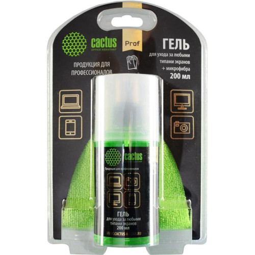 Чистящий набор (салфетки + гель) Cactus CS-S3004BL для экранов и оптики блистер 1шт 25х25см 200мл