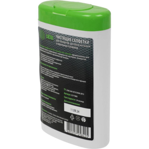 Салфетки Cactus CS-T1005 для планшетов и смартфонов малая туба 100шт влажных