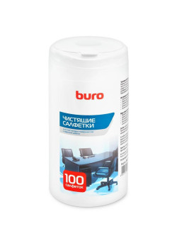 Салфетки Buro BU-Tsurl для пластиковых поверхностей и офисной мебели туба 100шт влажных