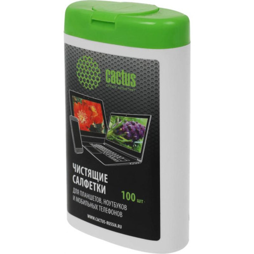 Салфетки Cactus CS-T1005 для планшетов и смартфонов малая туба 100шт влажных