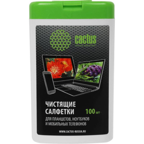 Салфетки Cactus CS-T1005 для планшетов и смартфонов малая туба 100шт влажных