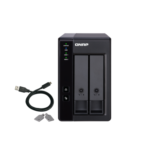 Полка расширения сетевого хранилища без дисков/ channel QNAP DAS TR-002 2-Bay 2.5/3.5 SATA  Type-C USB 3.1 Gen 1 (5 Gb/s ) Direct Attached Storage with Hardware RAID