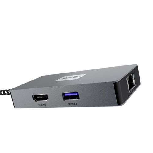 GCR PRO Док-станция 6в1 USB-C HUB на 3*USB3.2 10Gbps + Type-C PD 100W + HDMI 4K60Hz + RJ45 1000Mbps