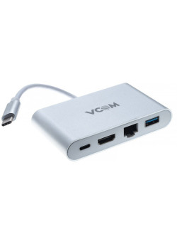 Кабель-адаптер/ Кабель-адаптер USB3.1 Type-CM-->HDMI+USB3.0+RJ45+PD charging  VCOM <CU455>