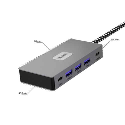 GCR PRO Док-станция 7в1 USB-C HUB на 3*USB3.0(USB 3.2 Gen 1) 5Gbps + 2*Type-C PD 100W / OTG + 2*HDMI 4K