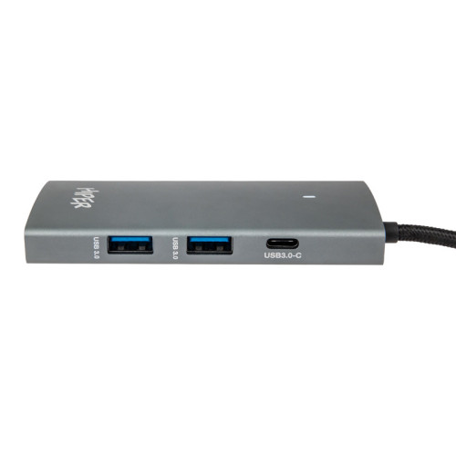 Док-станция/ Docking station HIPER USB-C HUB 6in1 (1*USB-C 100W PD, 1*HDMI 4K@60Hz, 2*USB-A 3.0 (5Gbps data), 1*USB-C 3.0 (5Gbps data), 1*RJ45 Gb)