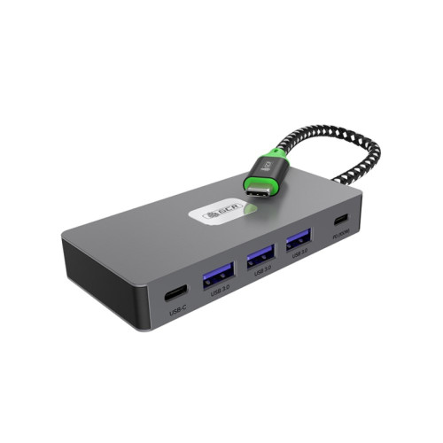 GCR PRO Док-станция 7в1 USB-C HUB на 3*USB3.0(USB 3.2 Gen 1) 5Gbps + 2*Type-C PD 100W / OTG + 2*HDMI 4K