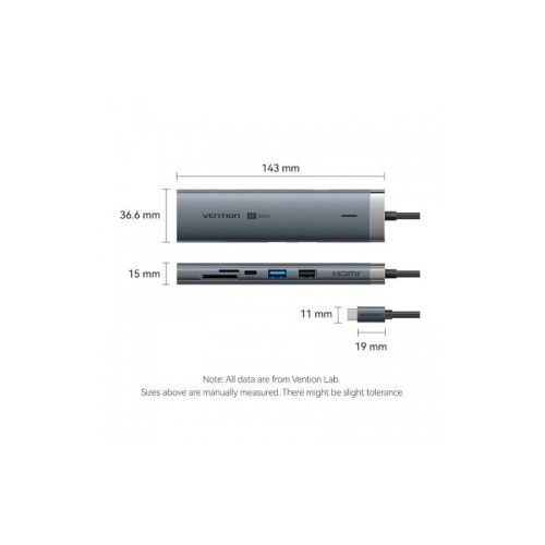 Мультифункциональный хаб Vention USB-C 9 в 1, шт.