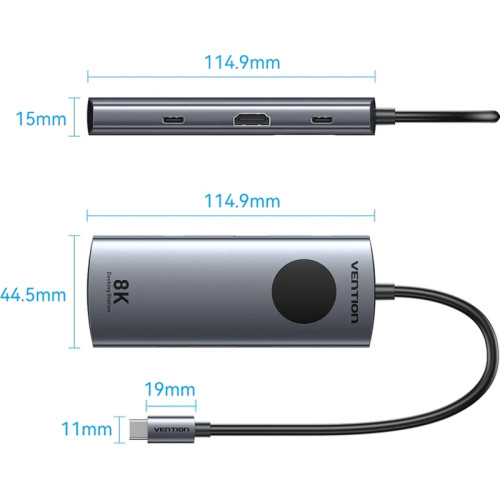 Мультифункциональный хаб Vention USB-C 6 в 1 HDMI 8K