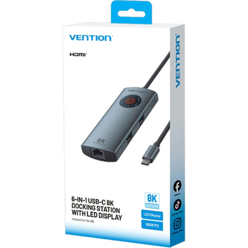 Мультифункциональный хаб Vention USB-C 6 в 1 HDMI 8K