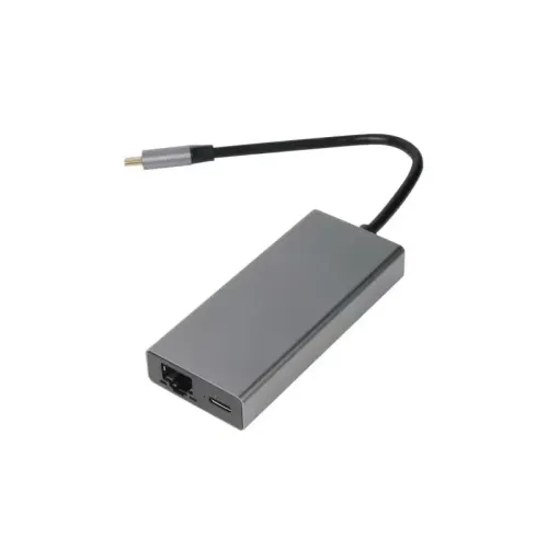 Aдаптер/ Адаптер Type-Cm --> 6в1 RJ-45+3USB3.0(f) +PD+HDMI Alum Shell VCOM <CU459>