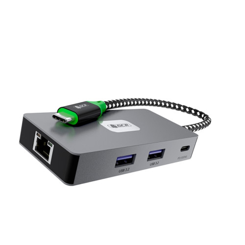 GCR PRO Док-станция 6в1 USB-C HUB на 3*USB3.2 10Gbps + Type-C PD 100W + HDMI 4K60Hz + RJ45 1000Mbps