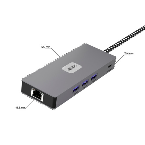 GCR PRO Док-станция 8в1 USB-C HUB на 3*USB3.0(USB 3.2 Gen 1) 5Gbps + Type-C PD 100W + 2*HDMI 4K60Hz + DP + RJ45 1000Mbps GCR PRO Док-станция 8в1 USB-C HUB на 3*USB3.0(USB 3.2 Gen 1) 5Gbps + Type-C PD 100W + 2*HDMI 4K60Hz + DP + RJ45 1000Mbps