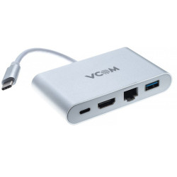 Кабель-адаптер/ Кабель-адаптер USB3.1 Type-CM-->HDMI+USB3.0+RJ45+PD charging  VCOM <CU455>