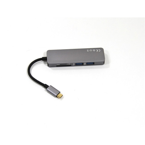 Кабель-адаптер/ Кабель-адаптер USB3.1 Type-CM-->HDMI+2*USB3.0+TF+SD docking space, Aluminum Shell, VCOM <CU430M>