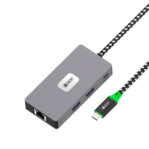 GCR PRO Док-станция 7в1 USB-C HUB на 2*USB3.2 10Gbps + Type-C PD 100W + HDMI 4K60Hz + RJ45 2.5G + TF/SD 3.0