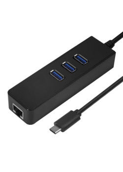 Greenconnect USB 3.1 Type C -> Ethernet RJ-45 F Lan Card + USB 2.0-разветвитель на 3 порта, сетевой адаптер