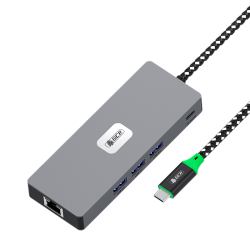 GCR PRO Док-станция 8в1 USB-C HUB на 3*USB3.0(USB 3.2 Gen 1) 5Gbps + Type-C PD 100W +  2*HDMI 4K60Hz + DP + RJ45 1000Mbps