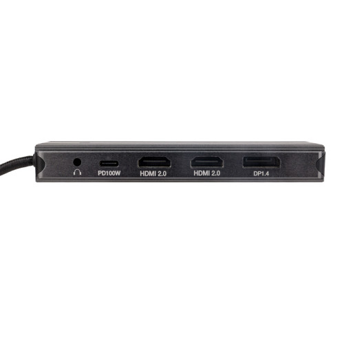 Док-станция/ Docking station HIPER USB-C HUB 11in1 (1*USB-C 100W PD, 2*HDMI 4K@60Hz, 1*DP 4K@60Hz, 2*USB-A 3.0 (5Gbps data), 1*USB-C 3.0 (5Gbps data), 1*microSD, 1*SD, 1*3.5mm audio, 1*RJ45 Gb)