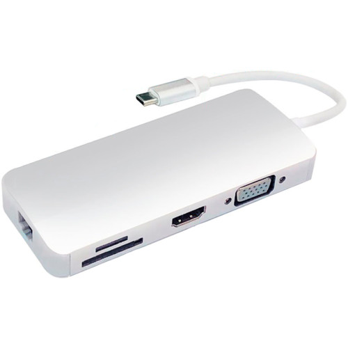 Greenconnect Адаптер-переходник Type C на RJ45 + HDMI + VGA + Card Reader + USB3.0-разветвитель на 2 пота