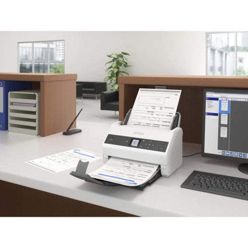 Сканер протяжный Epson WorkForce DS-870, CIS, A4, ч/б макс. 65 стр./мин, 600x600 dpi, дуплекс, USB (B11B250401)