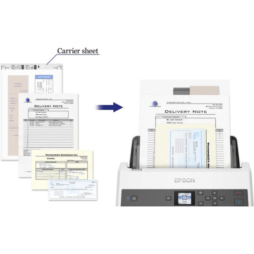 Сканер протяжный Epson WorkForce DS-870, CIS, A4, ч/б макс. 65 стр./мин, 600x600 dpi, дуплекс, USB (B11B250401)