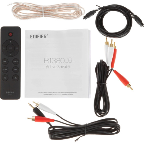 Акустическая система/ Колонки EDIFIER R1380DB Коричневый 21Вт+21Вт. Частотная характеристика: 55 Гц-20кГц. Входы: оптический, коаксиальный, линейный, Bluetooth. В комплекте: пульт ДУ, колночный кабель, кабель RCA-RCA, кабель 3.5мм-RCA, волоконно-оптически
