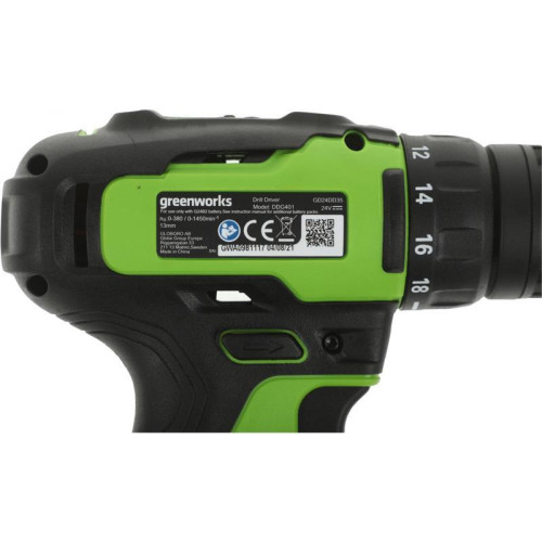 Дрель-шуруповерт Greenworks GD24DD35 аккум. патрон:быстрозажимной (3704007)