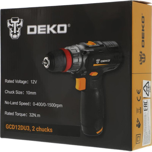 Дрель-шуруповерт Deko GCD12DU3 аккум. патрон:быстрозажимной (063-4114)