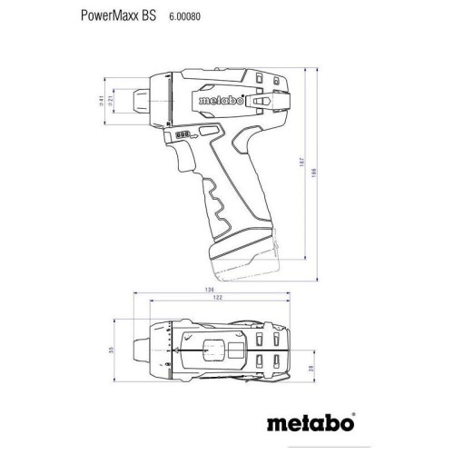 Дрель-шуруповерт Metabo Powermaxx BS Basic Set аккум. патрон:быстрозажимной (кейс в комплекте) (600080710)