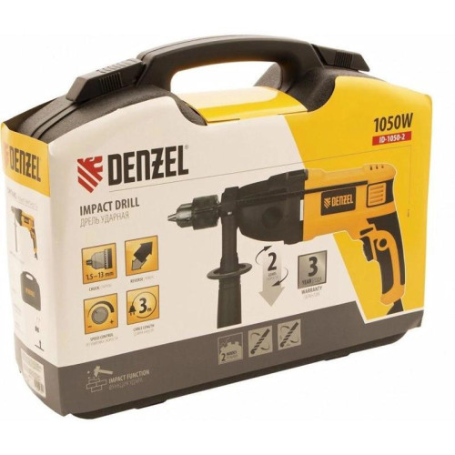 Дрель ударная Denzel ID-1050-2 1050Вт ключевой реверс (кейс в комплекте) (26312)