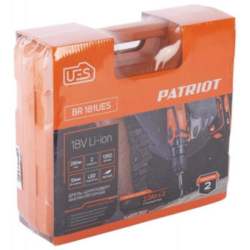 Дрель-шуруповерт Patriot BR 181UES аккум. патрон:быстрозажимной (кейс в комплекте) (180201481)