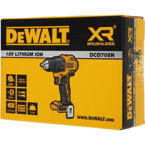 Дрель-шуруповерт DeWalt DCD708N-XJ Без АКБ и ЗУ аккум. патрон:быстрозажимной (DCD708N-XJ)