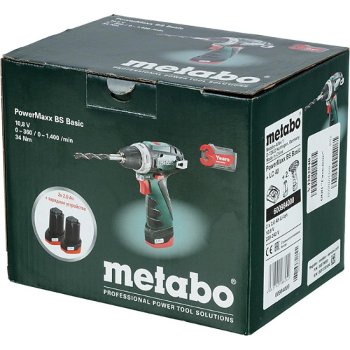 Дрель-шуруповерт Metabo PowerMaxx BS аккум. патрон:быстрозажимной (600984000)