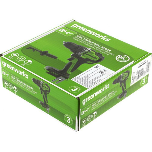 Дрель-шуруповерт Greenworks GD24DD90 аккум. патрон:быстрозажимной (3707507)