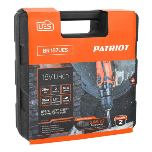 Дрель-шуруповерт Patriot BR 187UES аккум. патрон:быстрозажимной (кейс в комплекте) (180301547)