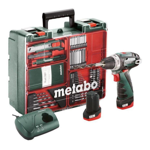 Дрель-шуруповерт Metabo Powermaxx BS Basic Set с набором оснастки аккум. патрон:быстрозажимной (кейс в комплекте) (600080880)