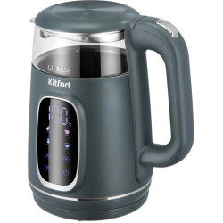 Чайник электрический Kitfort КТ-8755 1.7л. 2200Вт серый/нержавеющая сталь корпус: стекло/пластик