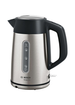 Чайник электрический Bosch TWK4P 1.7л. 2400Вт нержавеющая сталь/черный корпус: металл/пластик (TWK4P440)