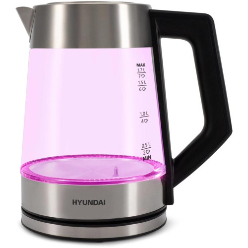 Чайник электрический Hyundai HYK-G4402 1.7л. 2200Вт черный/серебристый корпус: стекло