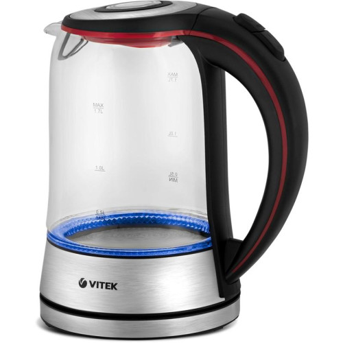 Чайник электрический Vitek VT-7009 1.7л. 2200Вт прозрачный корпус: стекло