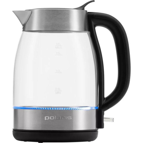 Чайник электрический Polaris PWK 1817CGL 1.8л. 2200Вт нержавеющая сталь/черный корпус: стекло/металл