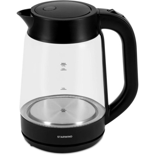 Чайник электрический Starwind SKG4030 1.7л. 2200Вт черный корпус: стекло/пластик