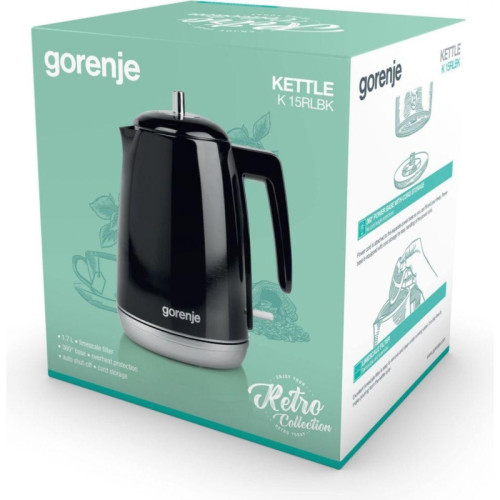 Чайник электрический Gorenje K15RLBK 1.7л. 2200Вт черный корпус: металл/пластик