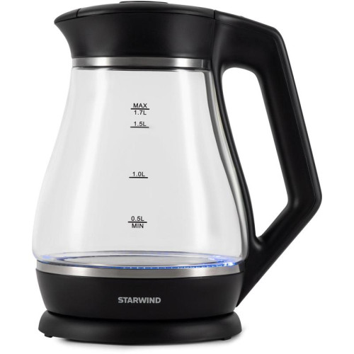 Чайник электрический Starwind SKS2035 1.7л. 2200Вт черный корпус: стекло/пластик
