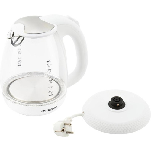 Чайник электрический Hyundai HYK-G3805 1.7л. 2200Вт белый/прозрачный корпус: стекло
