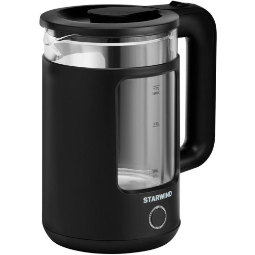 Чайник электрический Starwind SKG1053 1.7л. 1800Вт черный корпус: стекло